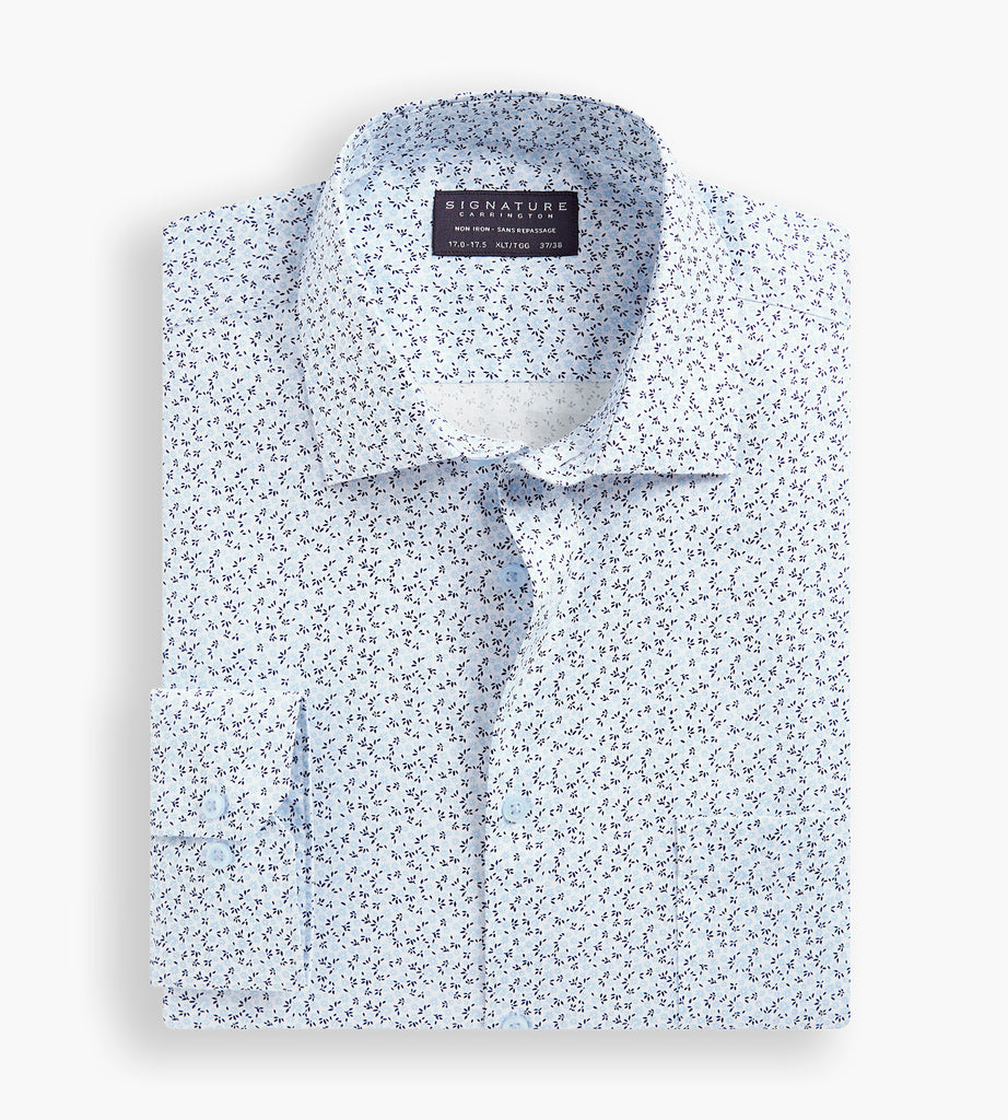 Classic Fit Non-Iron Printed Sateen Dress Shirt