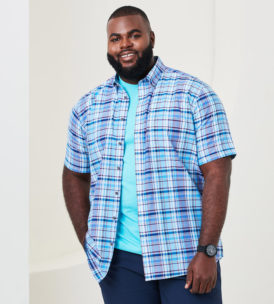 Easy Care Plaid Short Sleeve Sport Shirt