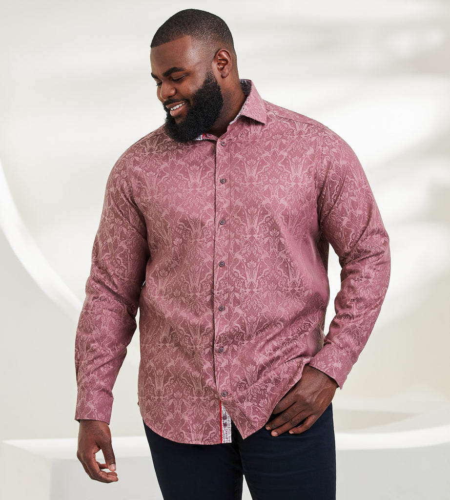 Tonal Floral Long Sleeve Sport Shirt