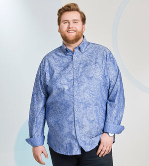 Double Collar Sport Shirt Jermyn Bond George Richards Big Tall Men s Clothing Shop online for Long Sleeve Sport Shirts made for plus size men shipping available across Canada